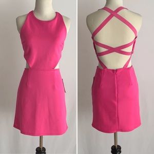 SOLD! Tobi Fuchsia Criss Cross Back Mini Dress